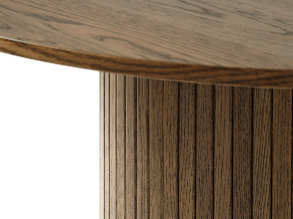 Mid-Century Modern Pedestal Dining Table, Smoked Oak, Round