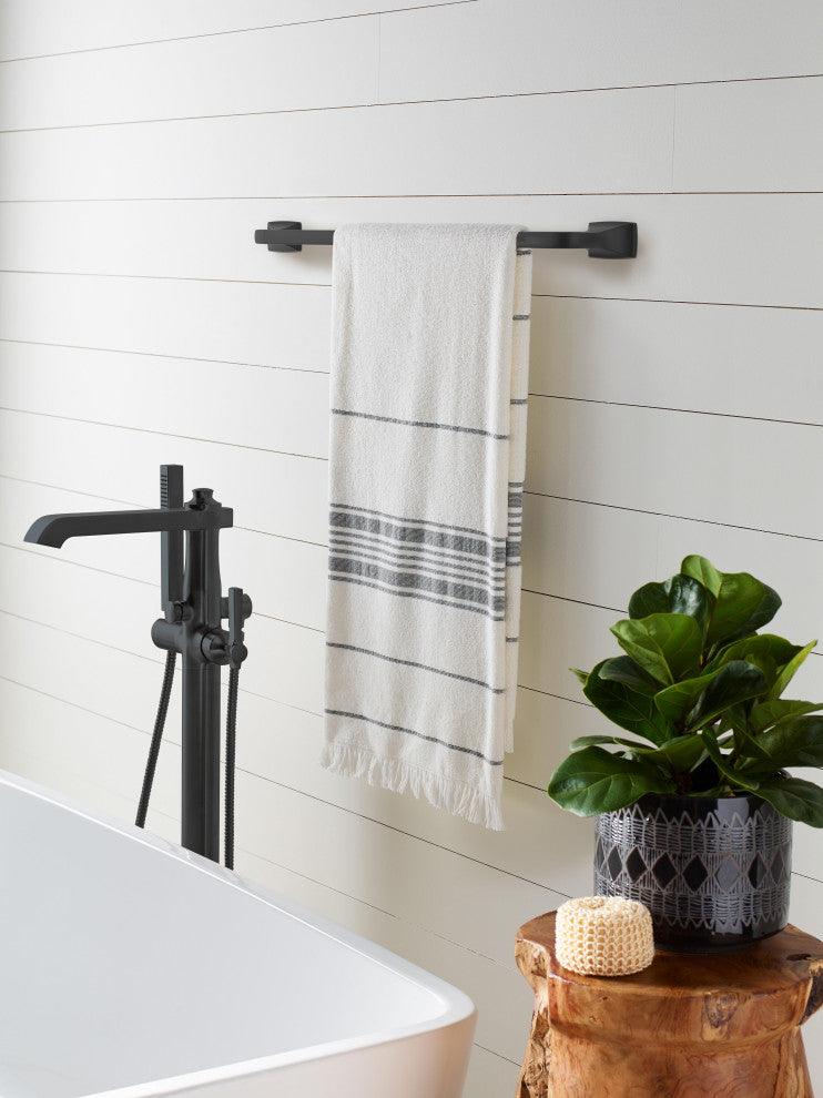 Amerock Highland Ridge Transitional Towel Bar, Matte Black, 24" Center-to-Center