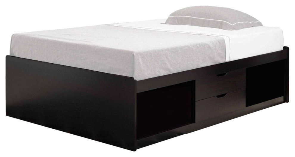 Benzara BM279746 Troy Modern Wood Platform Full Size Storage Bed, Red Cocoa