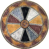 Roman Mosaic Art Medallion, Ruota, 35"x35"