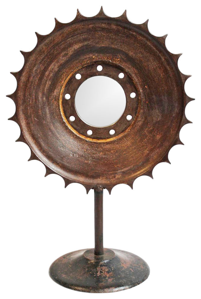 Industrial Iron Sun Gear Mirror