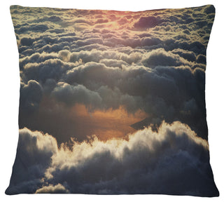 Heavy Dark Clouds At Sunset Floral Throw Pillow, 18"x18"