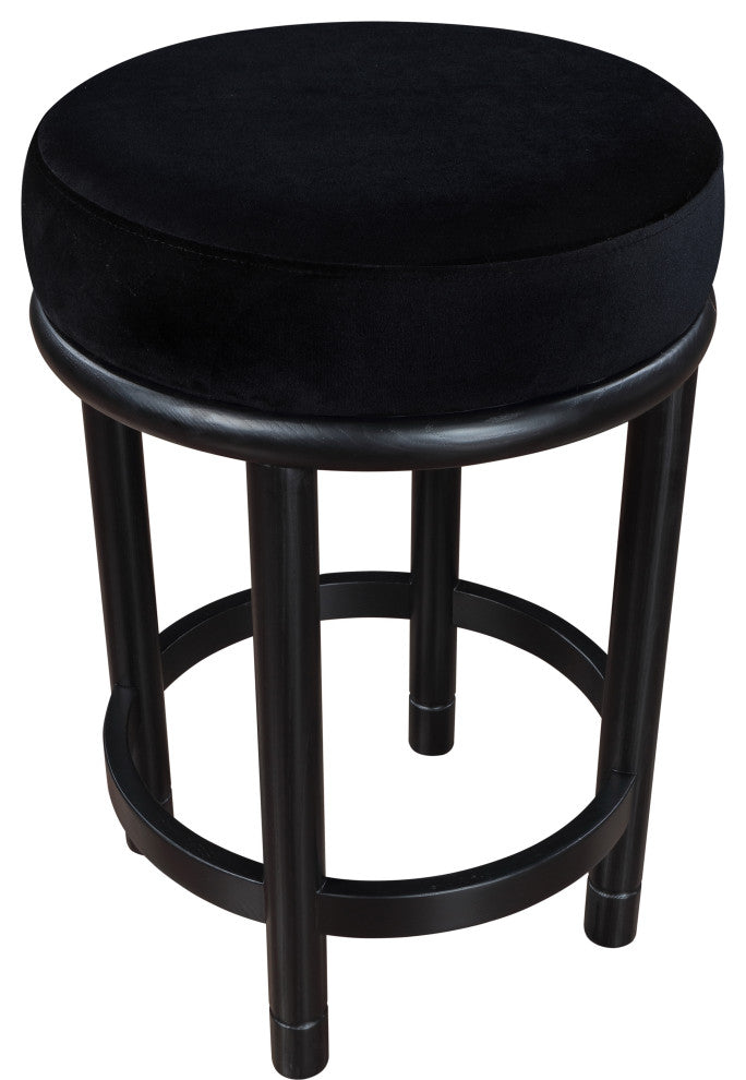 Monette Upholstered Bar and Counter Stool, Black, Velvet, Black Finish