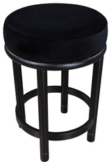 Monette Upholstered Bar and Counter Stool, Black, Velvet, Black Finish