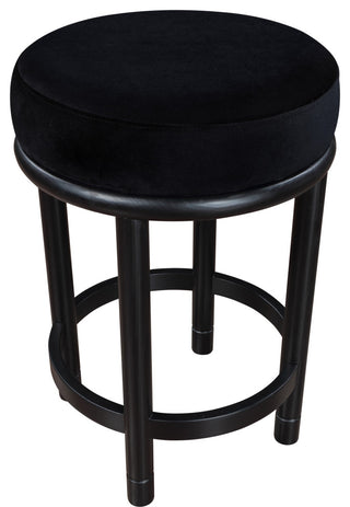 Monette Upholstered Bar and Counter Stool, Black, Velvet, Black Finish