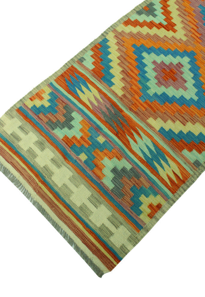 Sangat Kilim Irvette Orange/Gray Runner, 2'6x9'9