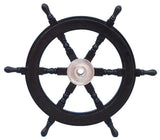 Pirate Decorative Ship Steering Wheel, Black Wood, 24"