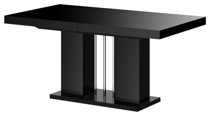 NOSSA High Gloss Extendable Dining Table, Black