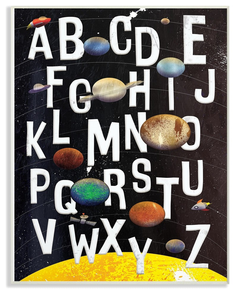 Stupell Ind. Alphabet Milky Way Planets Wall Plaque, 10"x15"