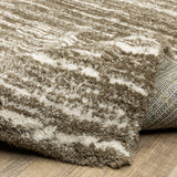 Greer Modern Distressed Stripe Brown/ Ivory Area Rug, 9'10" x 12'10"