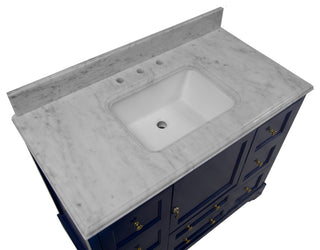 Madison 42" Bathroom Vanity, Royal Blue, Carrara Marble