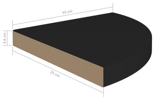 vidaXL Wall Corner Shelves Floating Corner Shelf Display Shelf 2 Pcs Black MDF