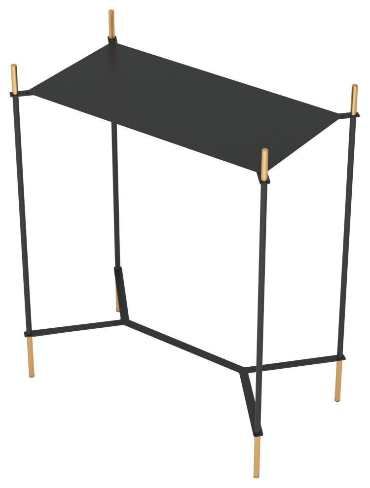 Sofa Side Table, Rectangular, Steel Metal, Black, Gold, Lounge Cafe Hospitality