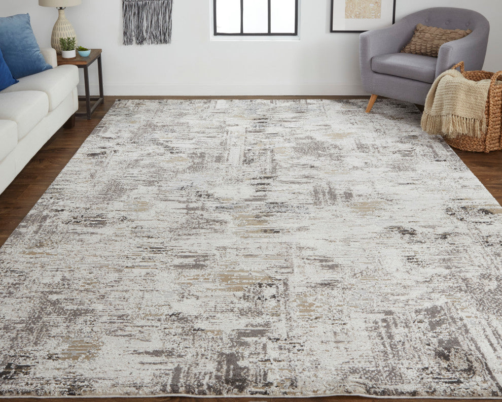 Weave & Wander Kayden Rug, Ivory/Charcoal, 10' X 14'