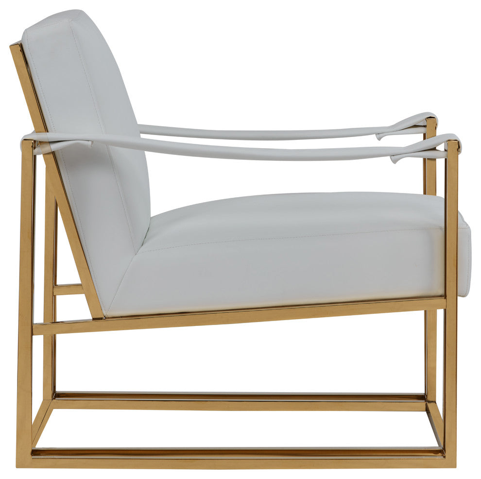Modrest Larson Modern White Leatherette and Gold Accent Chair