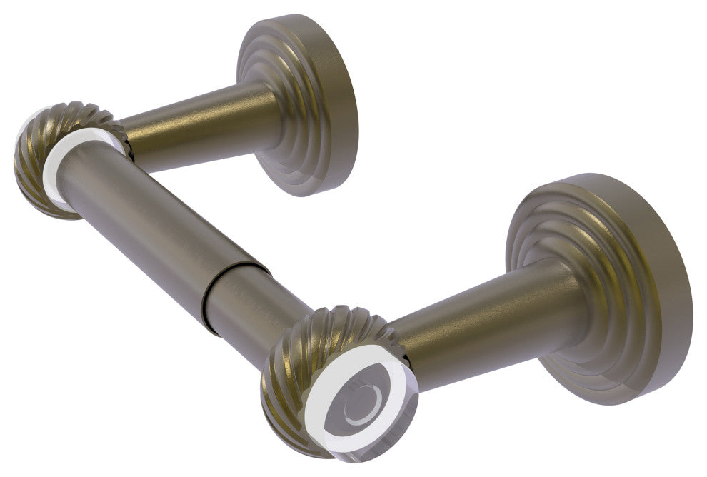 Pacific Beach 2-Post Toilet Tissue Holder with Twist Accents, Antique Brass