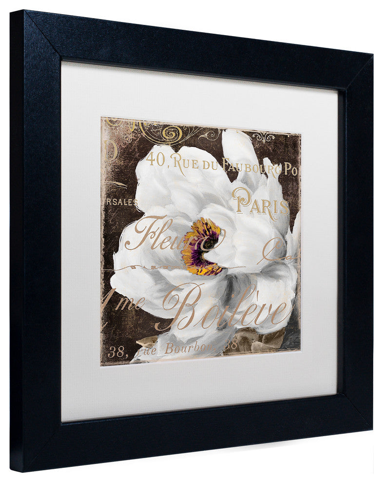 Color Bakery 'Fleurs Blanc III' Art, Black Frame, White Matte, 11"x11"