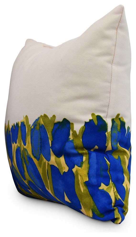 Sunset Tulip Garden Decorative Floral Throw Pillow, Blue, 16"