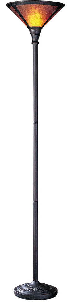 150W 3 Way Torchiere with Mica Shade, Rust Finish, Mica Shade