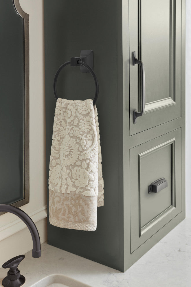 Amerock Highland Ridge Transitional Towel Ring, Matte Black