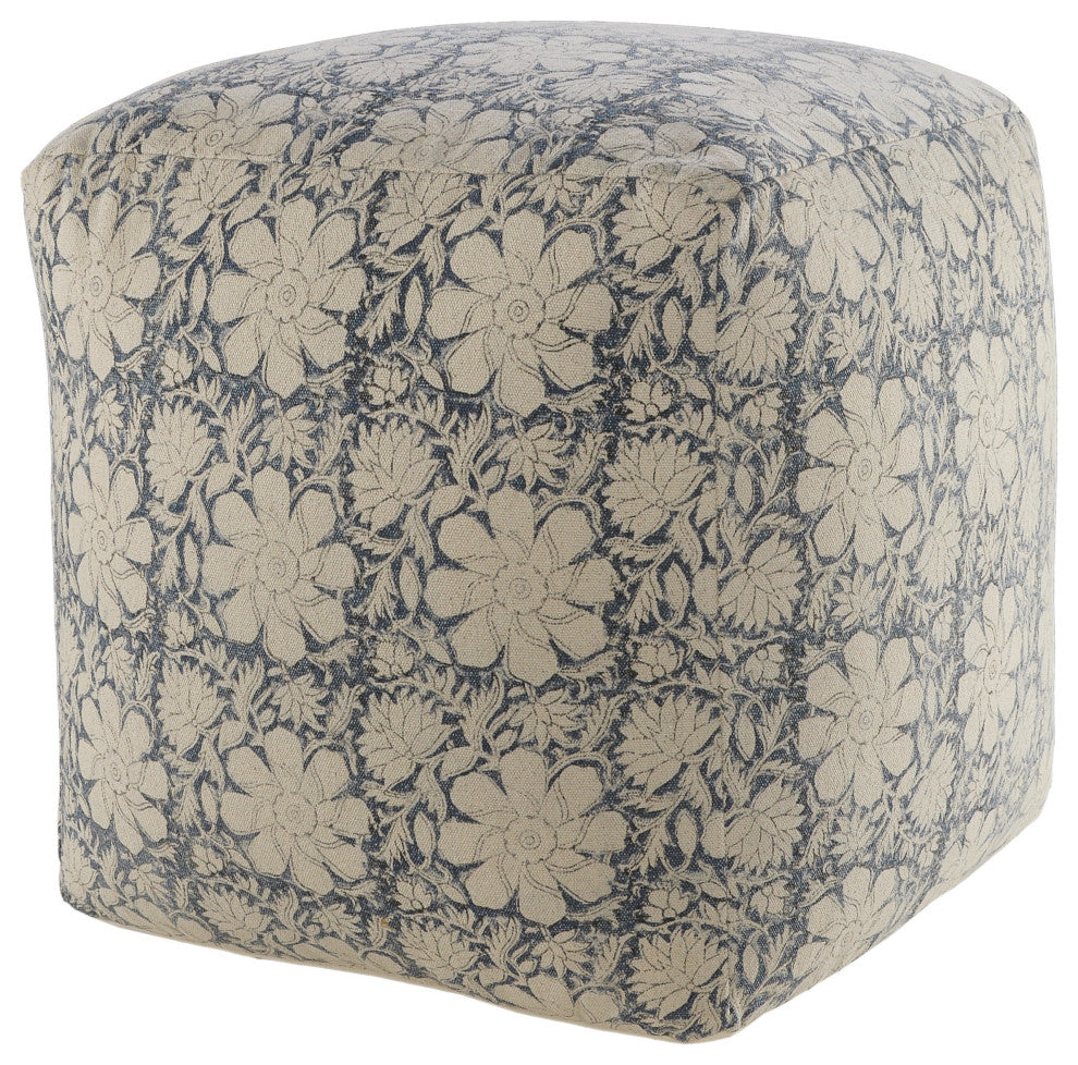 Bohemian Cottage Floral Cube Pouf