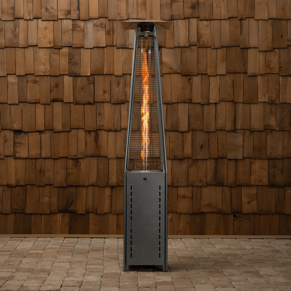 Square Pyramid Flame Patio Heater in Hammered Platinum