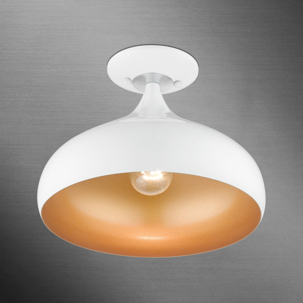 Livex Lighting 1 Light Shiny White Sem-Flush Mount
