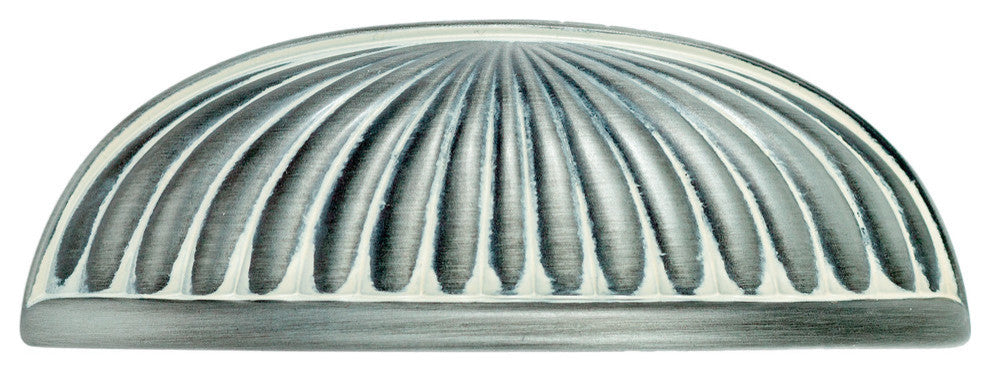 Sumner Street Home Hardware Vintage Cup Pull, Hand painted White/Pewter