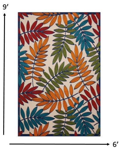 6x 9 Multicolored Leaves Indoor Outdoor Area Rug