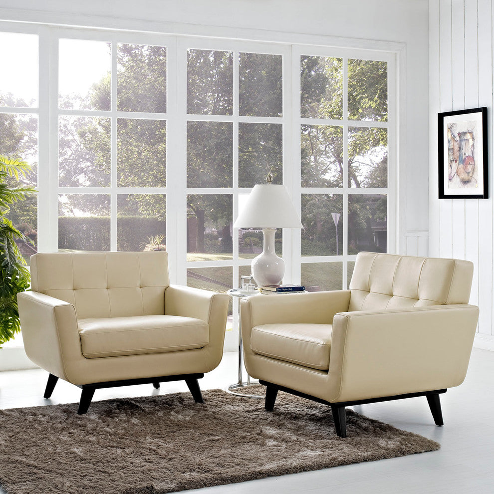 Modern Urban Contemporary Leather Sofa Set, Beige Leather
