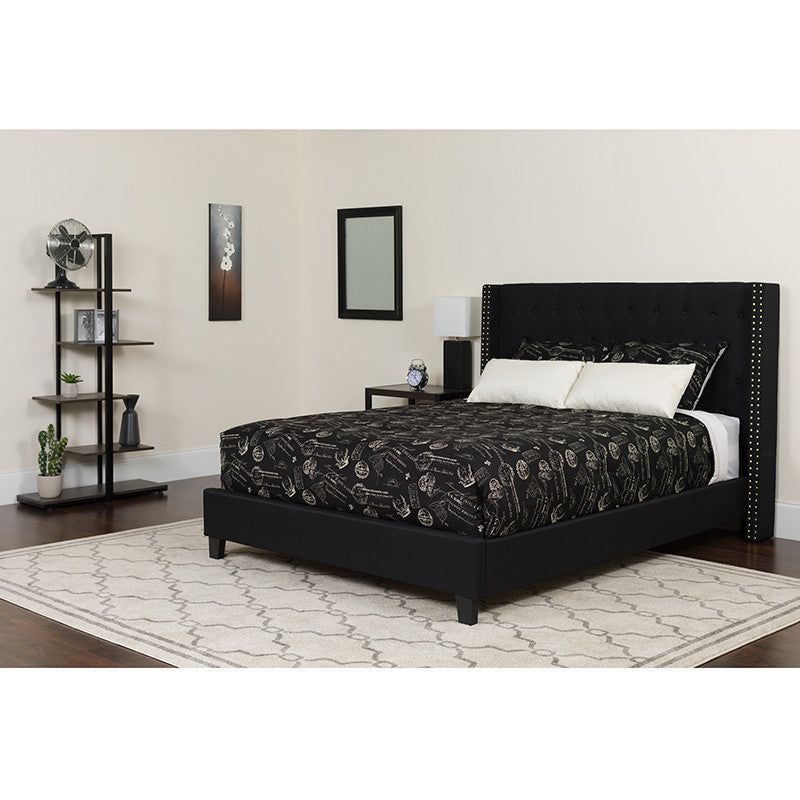 Queen Platform Bed Set-Black