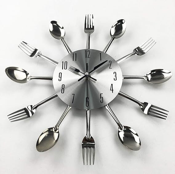 Kitchen Wall Clock, 3D Removable Modern Creative Cutlery
