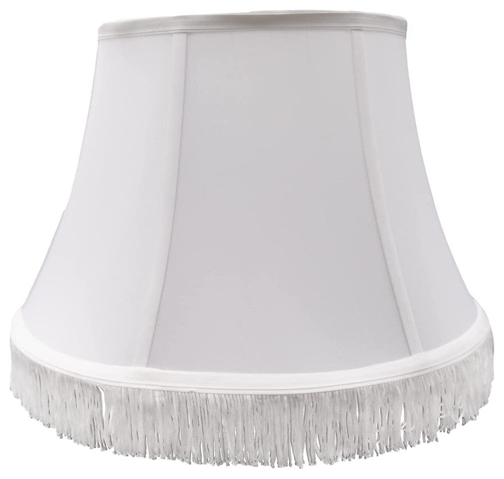 White Silk 14" Bell With Fringe Floor Lamp Shade