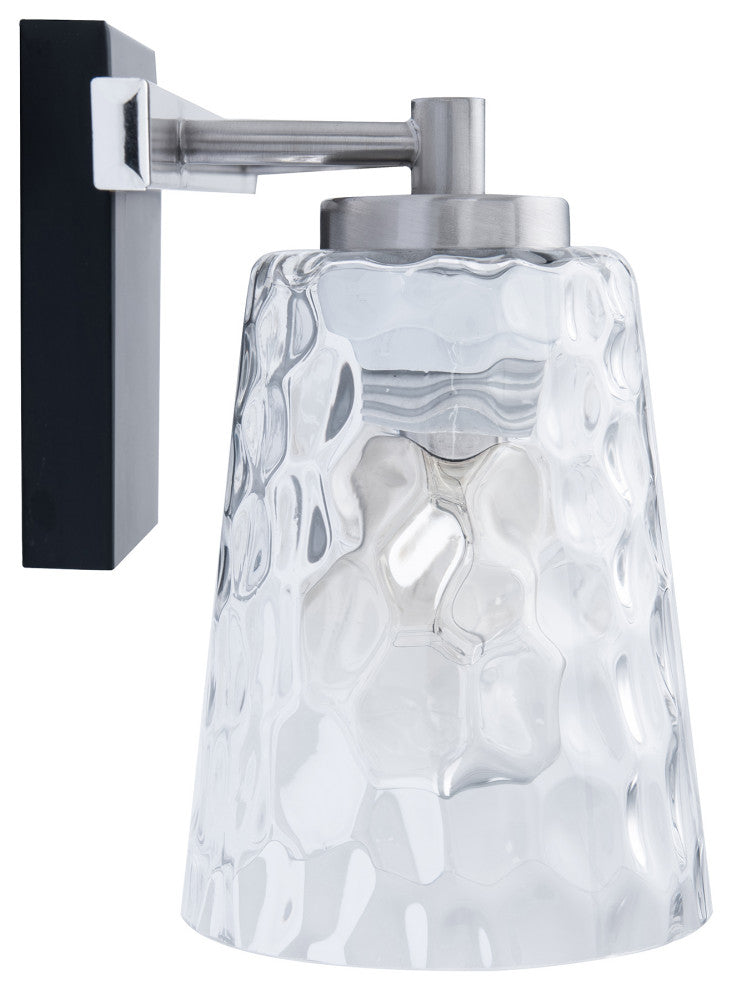 2-Light Modern Brushed Nickel Wall Sconce With Glass Lampshade