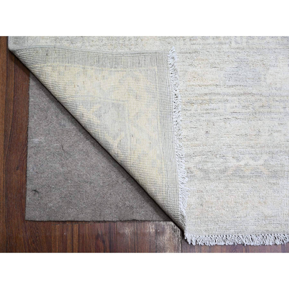 Marian Blue, Stone Washed Peshawar Wool Hand Knotted Oriental Rug, 12'x14'3"