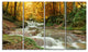 Forest Waterfall with Yellow Trees, Landscape Canvas Print, 48"x28", 4 Panels