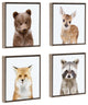 Sylvie Woodland Animal Canvas Art Set by Amy Peterson, Thin Gray 4 Piece 13x13