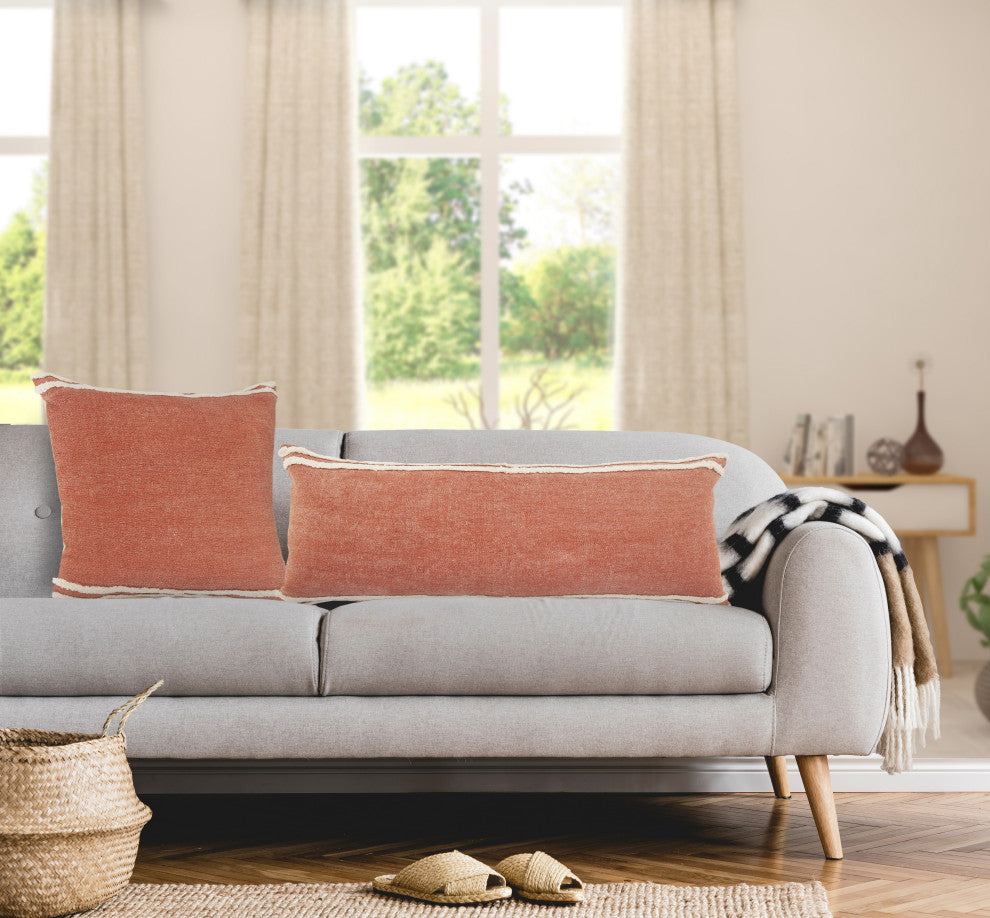 Soft Striped Cinnamon Throw Pillow, 14" X 36"