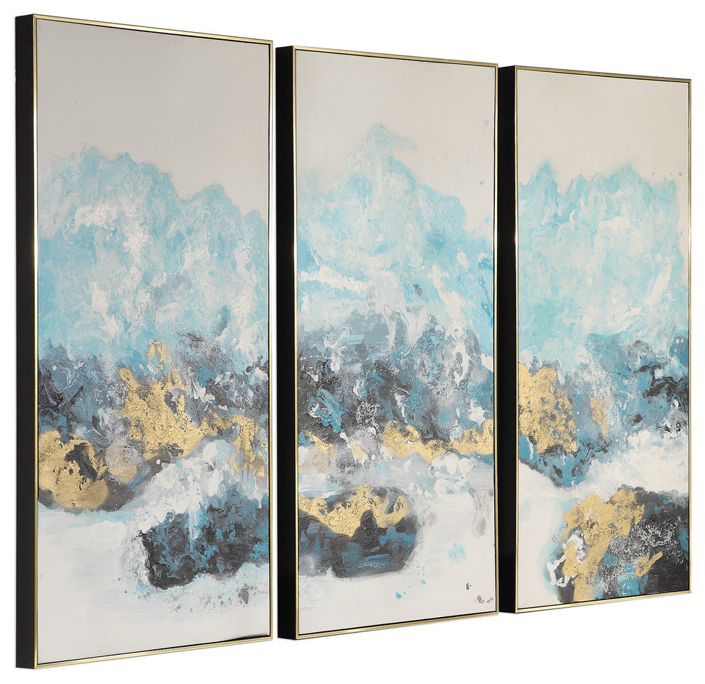 Crashing Waves Abstract Art, Set of 3