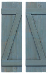 Z Board and Batten Exterior Shutters Pair, Blue, 48"