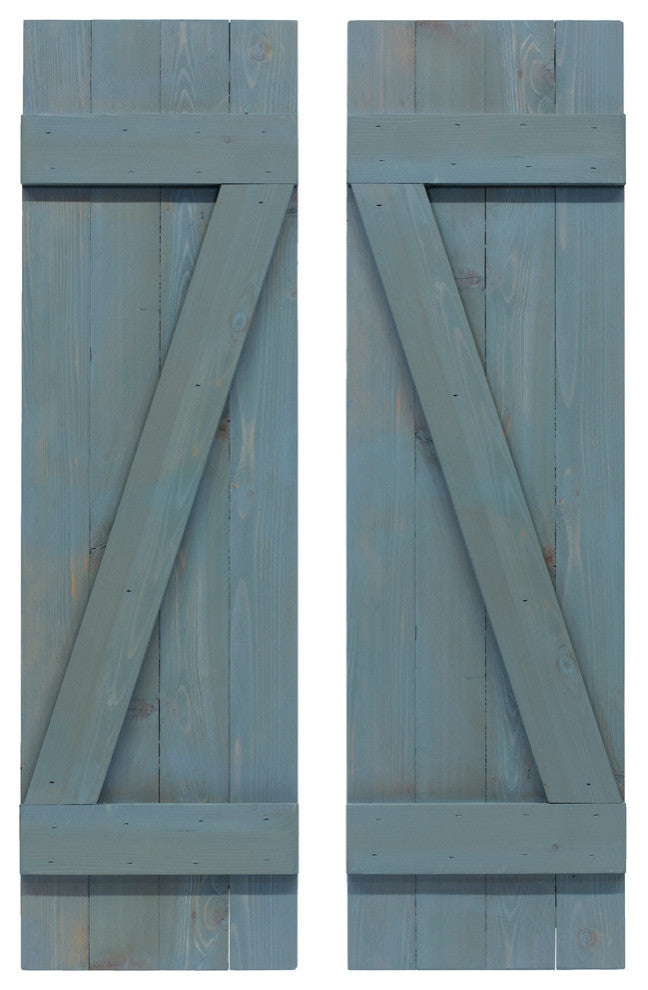 Z Board and Batten Exterior Shutters Pair, Blue, 48"
