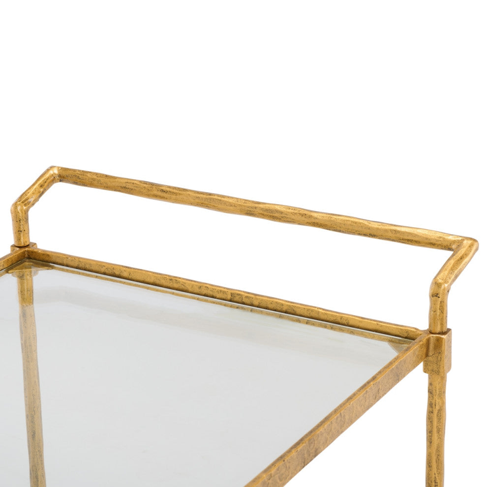 Safavieh Couture Isabellina Metal Bar Cart, Brass/Clear