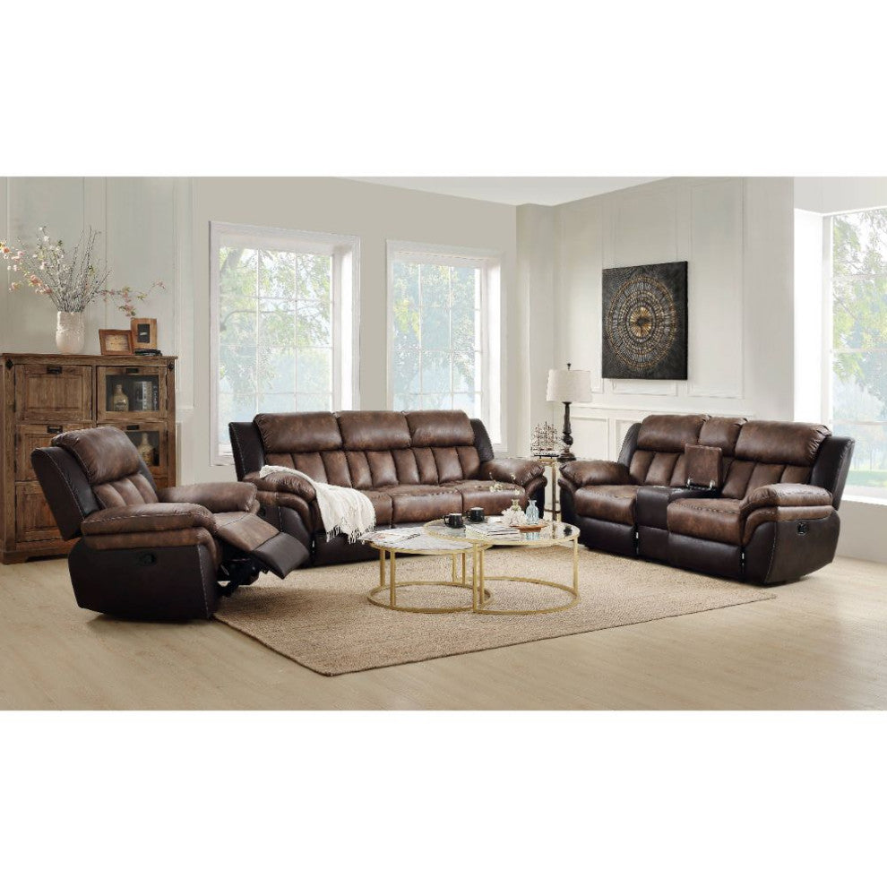 Jaylen Motion Sofa, Toffee & Espresso Polished Microfiber