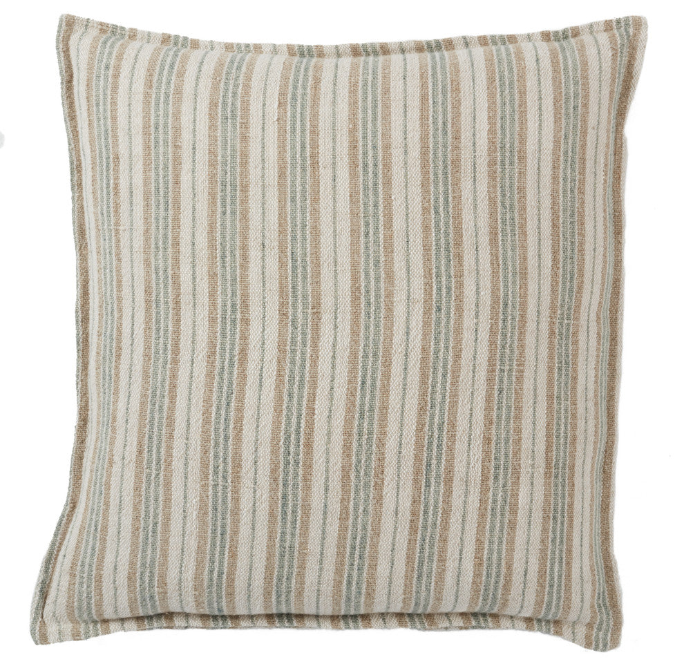 Jaipur Living Lucien Striped Pillow, Cream/Mint, 20"x20", Polyester Fill