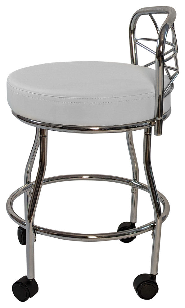 Diana X-Back Vanity Bench with Casters, Chrome