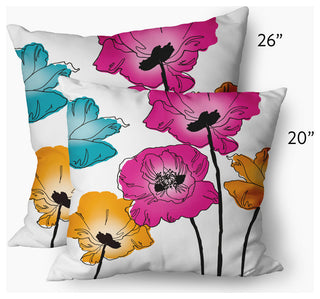 Popping Poppies Decorative Throw Pillow, Pink, 26"x26"