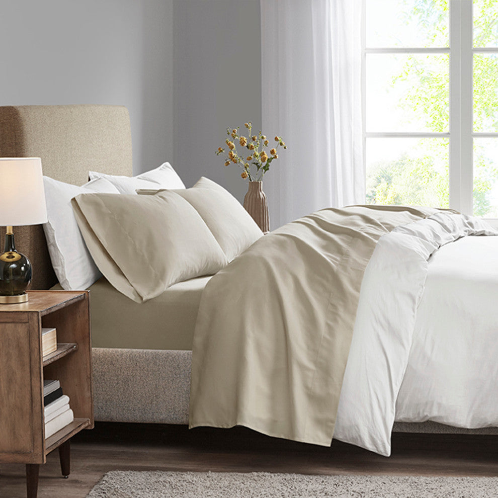 Madison Park Microcell 3M Scotchgard Moisture Treatment Sheet Set, Khaki, Full
