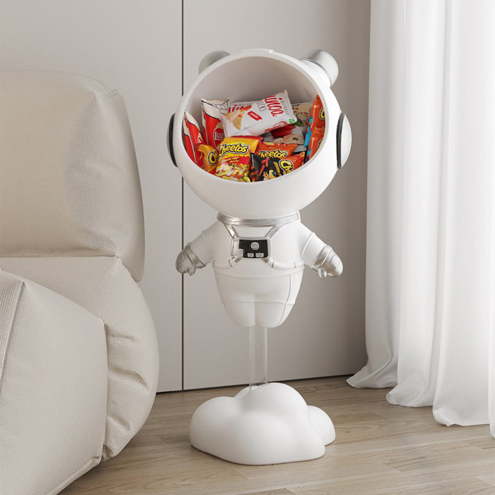 Modern White Astronaut Side Table Floor Figurine End Table Storage Decoration, White