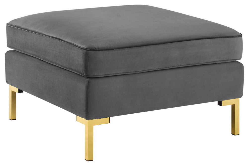 Ardent Performance Velvet Ottoman - Gray
