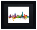 "Barcelona, Spain Skyline" Matted Framed Canvas Art by Michael Tompsett